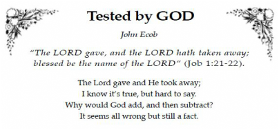 Tested by GOD - a poem by John Ecob